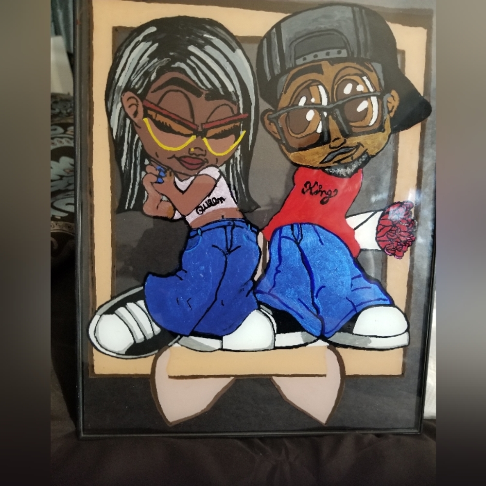 Glass Handcrafted Painted Acrylic Art Painting. 10 x 12. - Picture 2 of 3